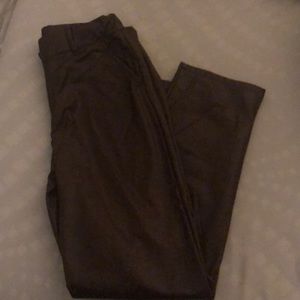 Brown straight leg faux leather pants